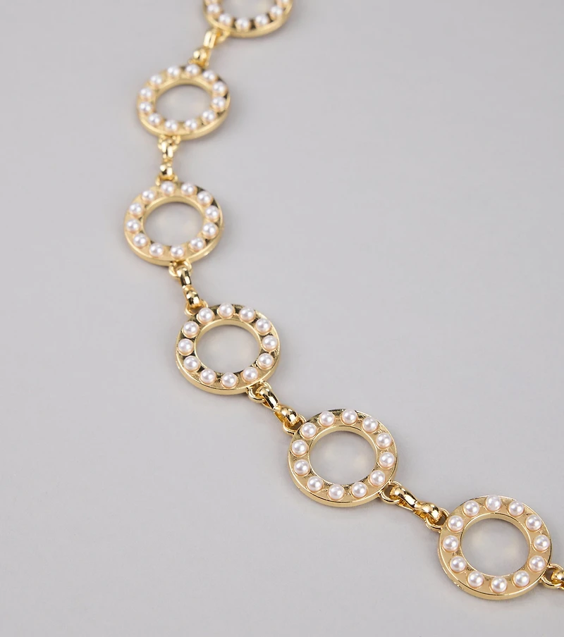Linked Up Faux Pearl Chain Belt
