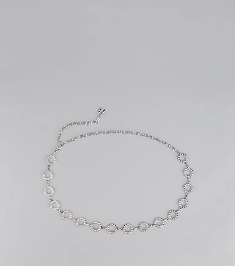 Linked Up Faux Pearl Chain Belt