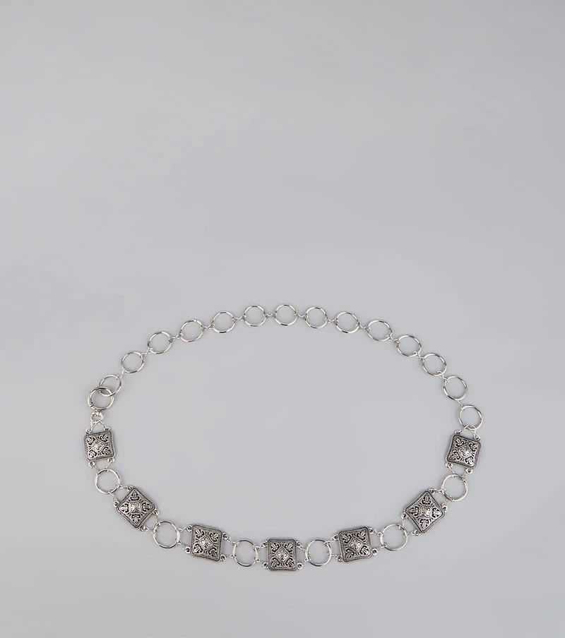Major Attitude Etched Square Chain Belt