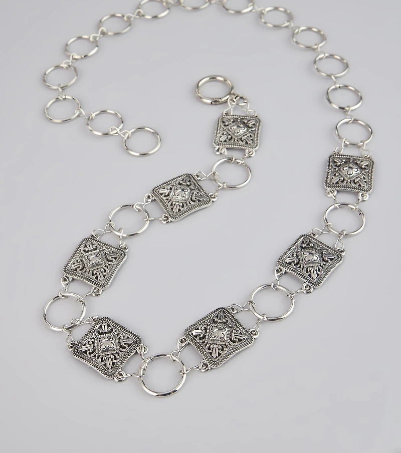 Major Attitude Etched Square Chain Belt