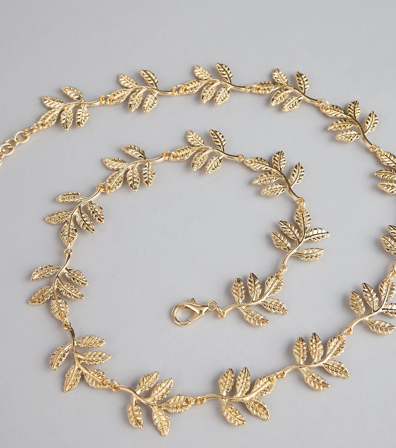 Golden Flair Leaf Chain Belt