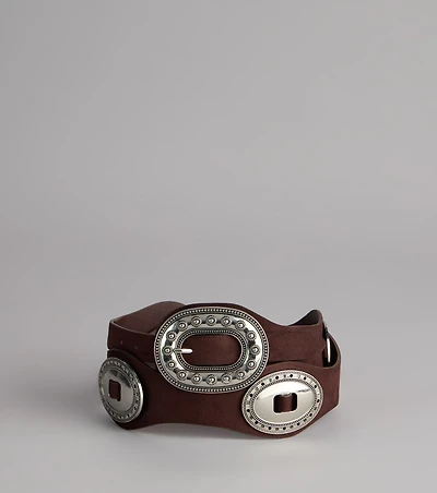 Western Cool Concho Faux Leather Belt