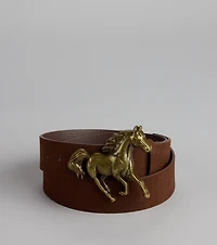 Frontier Flair Faux Suede Horse Buckle Belt