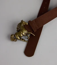 Frontier Flair Faux Suede Horse Buckle Belt