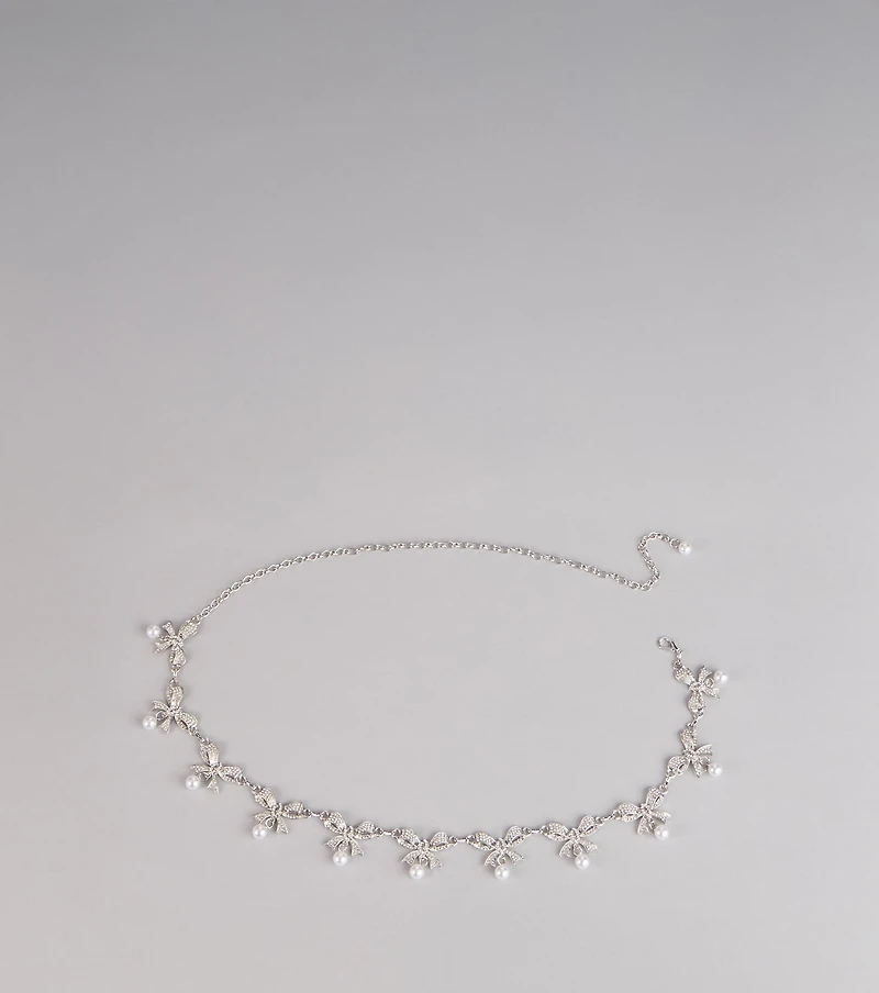 Glam Bow And Pearl Charm Belt