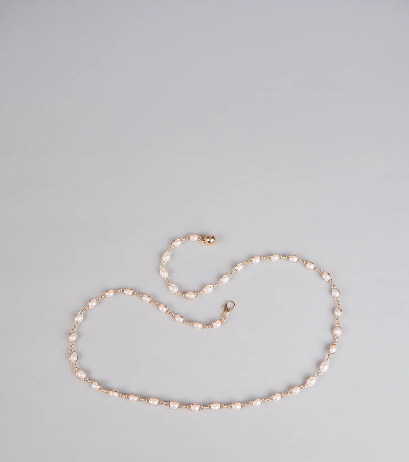 Everyday Elegance Faux Pearl Chain Belt