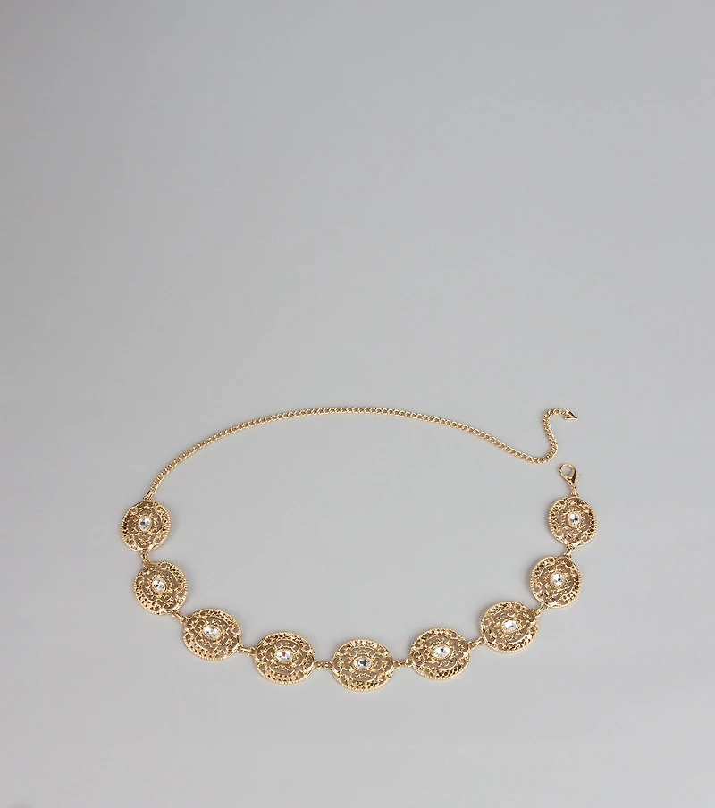 Golden Hour Glam Rhinestone Chain-Link Belt