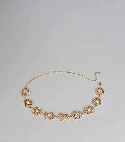 Golden Hour Glam Rhinestone Chain-Link Belt