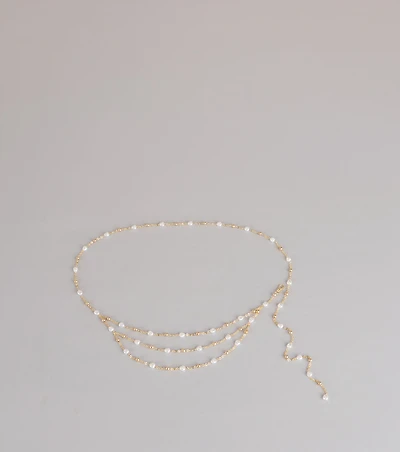 Delicate Glow Pearl Chain Belt