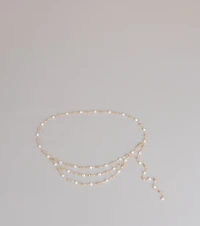 Delicate Glow Pearl Chain Belt