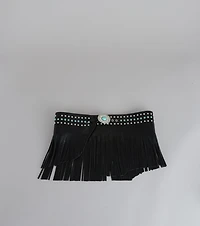 Outlaw Energy Faux Leather Fringe Skirt Belt