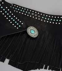 Outlaw Energy Faux Leather Fringe Skirt Belt