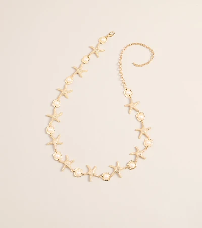 Vacay Look Pearl Starfish Chain Belt
