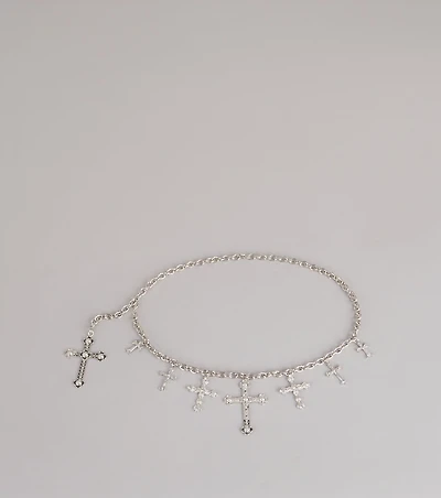 Sleek Edge Cross Charm Chain Belt