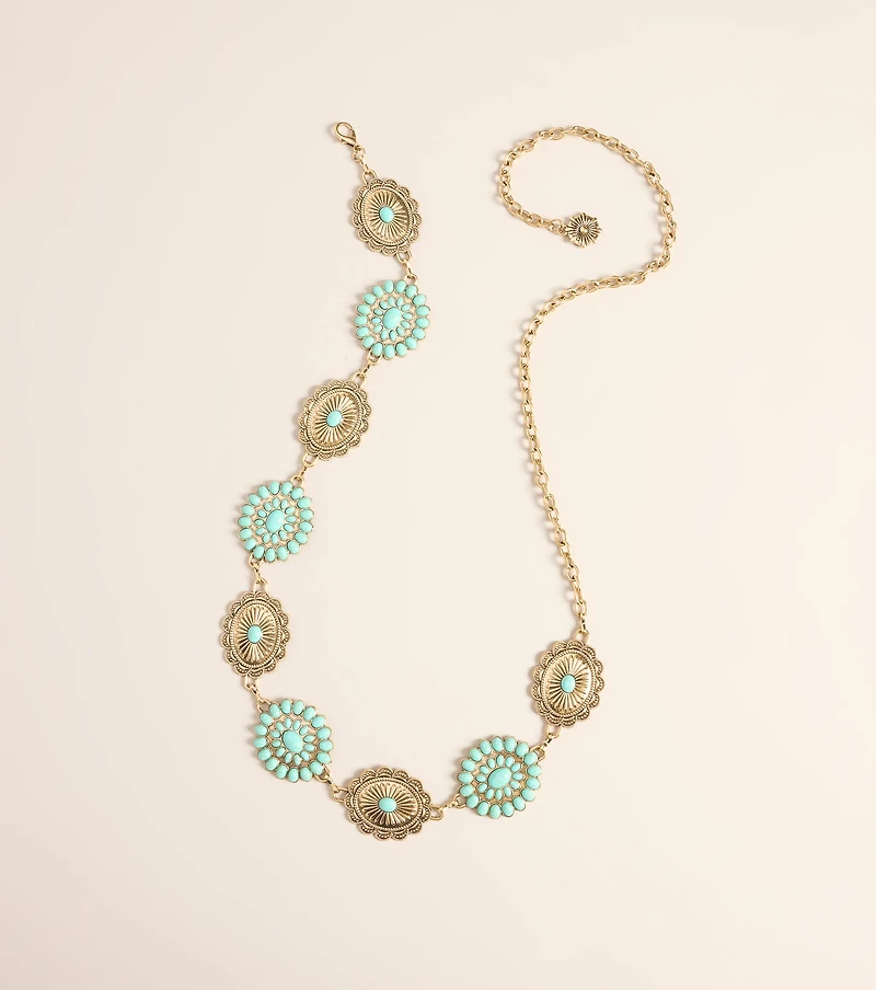 Desert Detail Stone Concho Chain Belt