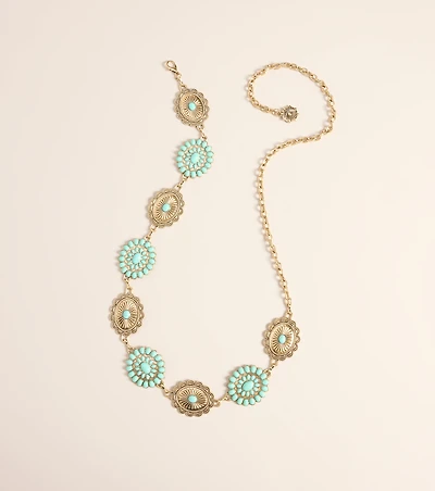 Desert Detail Stone Concho Chain Belt