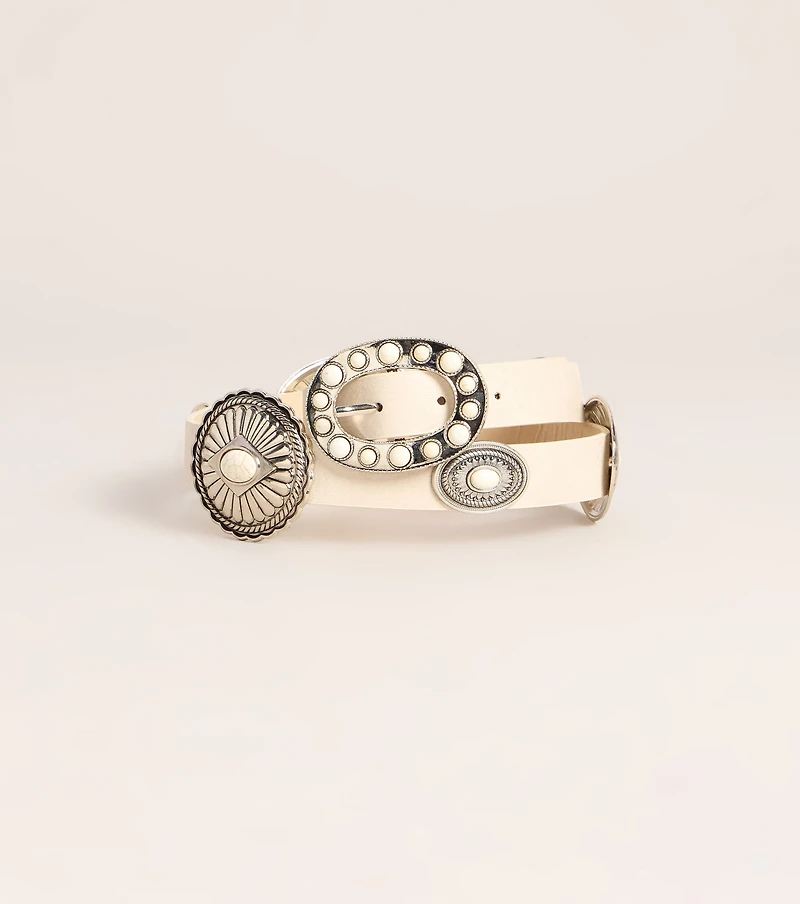 Extra Deets Stone Concho Belt