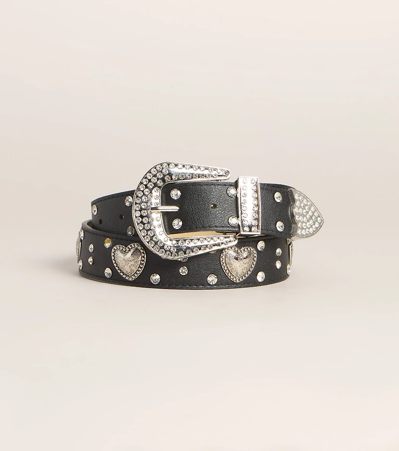 Love Struck Rhinestone Heart Belt