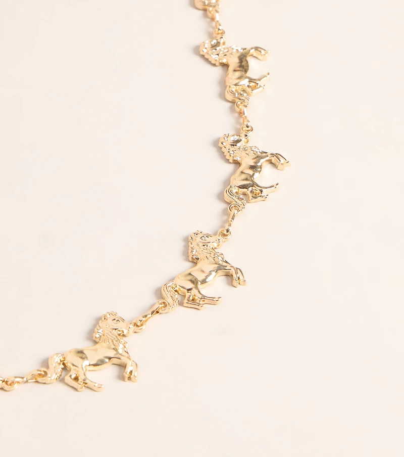 Lucky Ride Horse Chain Belt