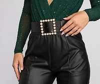 Chic And Cinched Pearl Buckle Belt