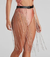 Festive Babe Rhinestone Fringe Belt