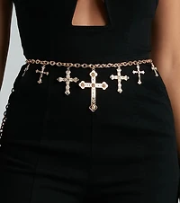 Bold And Glamorous Cross Charm Chain Belt