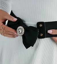 Glam Perfection Rhinestone Bow Stretch Belt