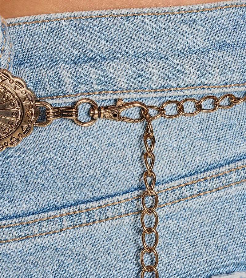 Rustic Charm Concho Oval Metal Chain Belt