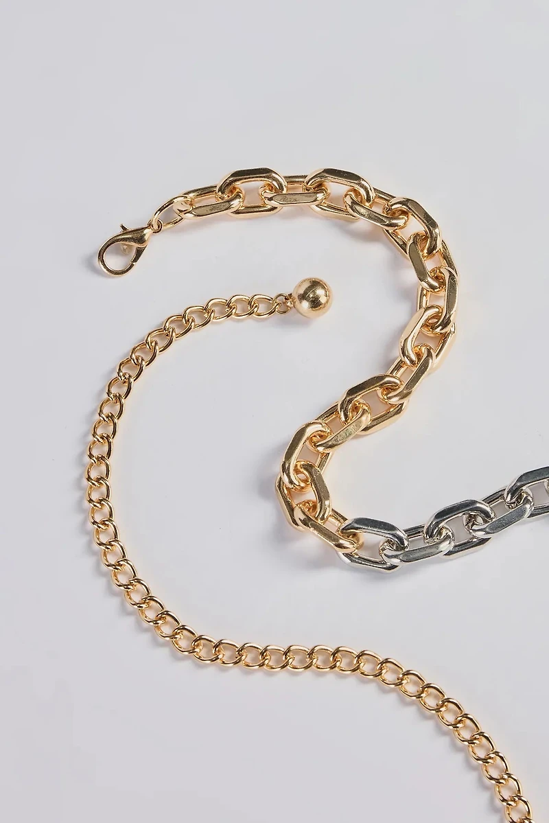 Edgy Fierce Mixed Metal Chain Link Belt