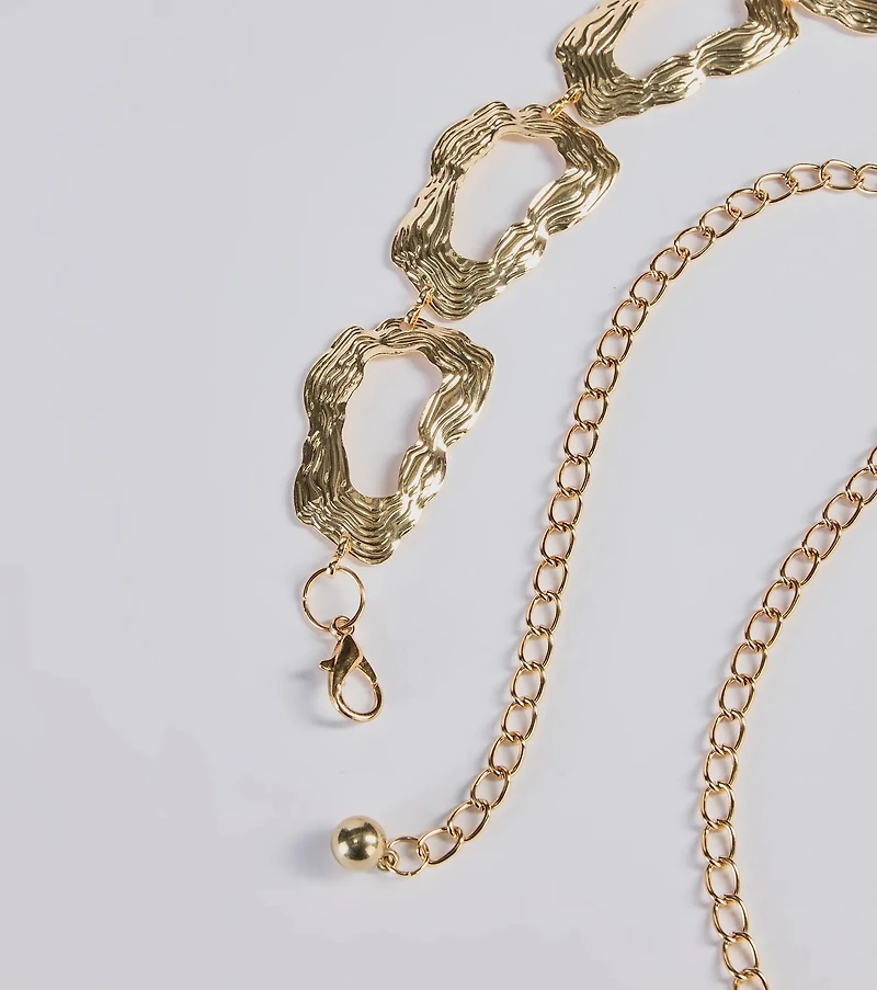Boldly Chic Abstract Hammered Metal Chain Belt