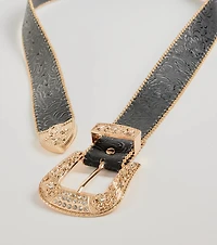 Country Chic Western Embossed Faux Leather Belt