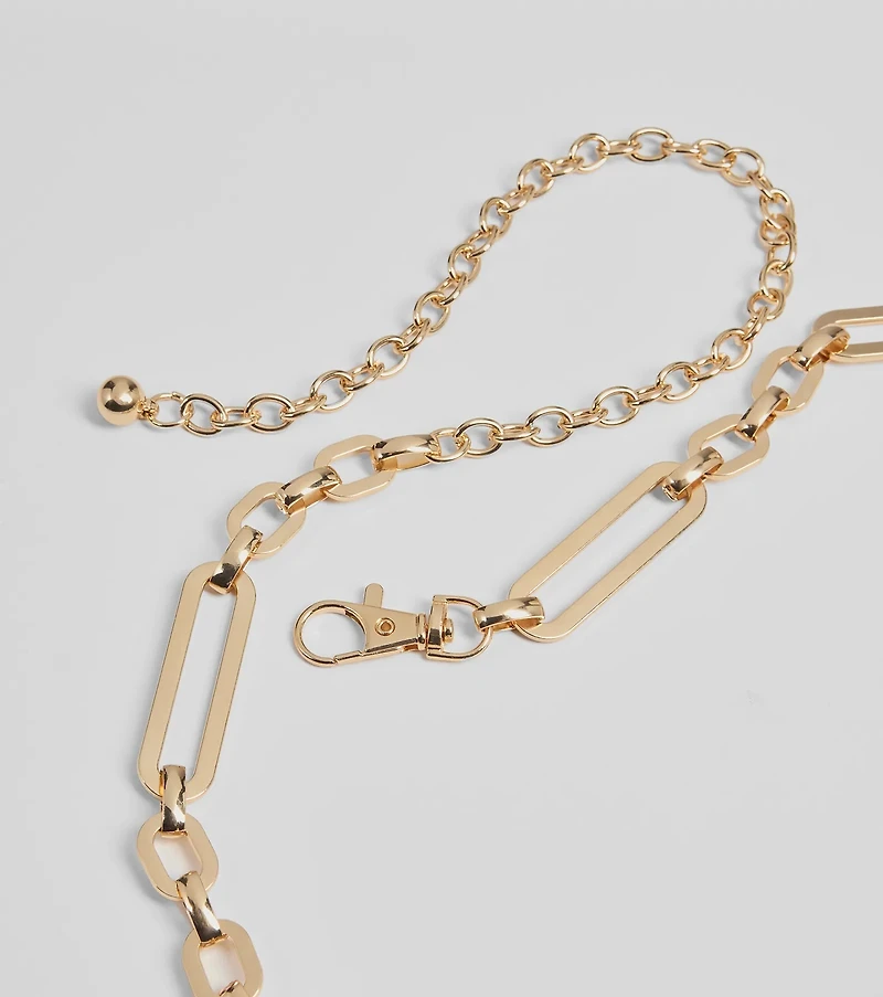 Chic Muse Paper Clip Metal Chain Belt