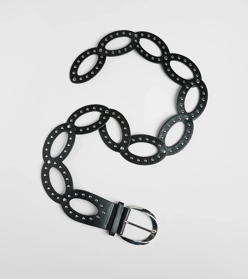 Edgy Approach Studded Oval Belt