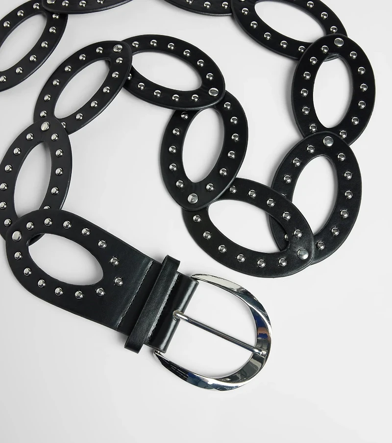 Edgy Approach Studded Oval Belt