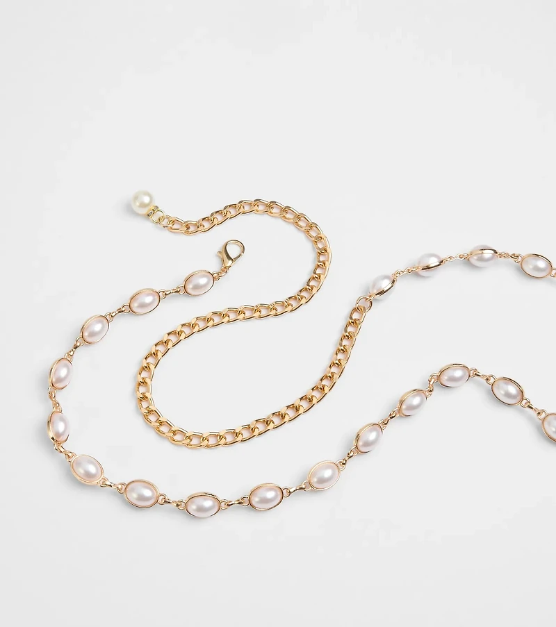 Oh-So-Chic Faux Pearl Chain Belt