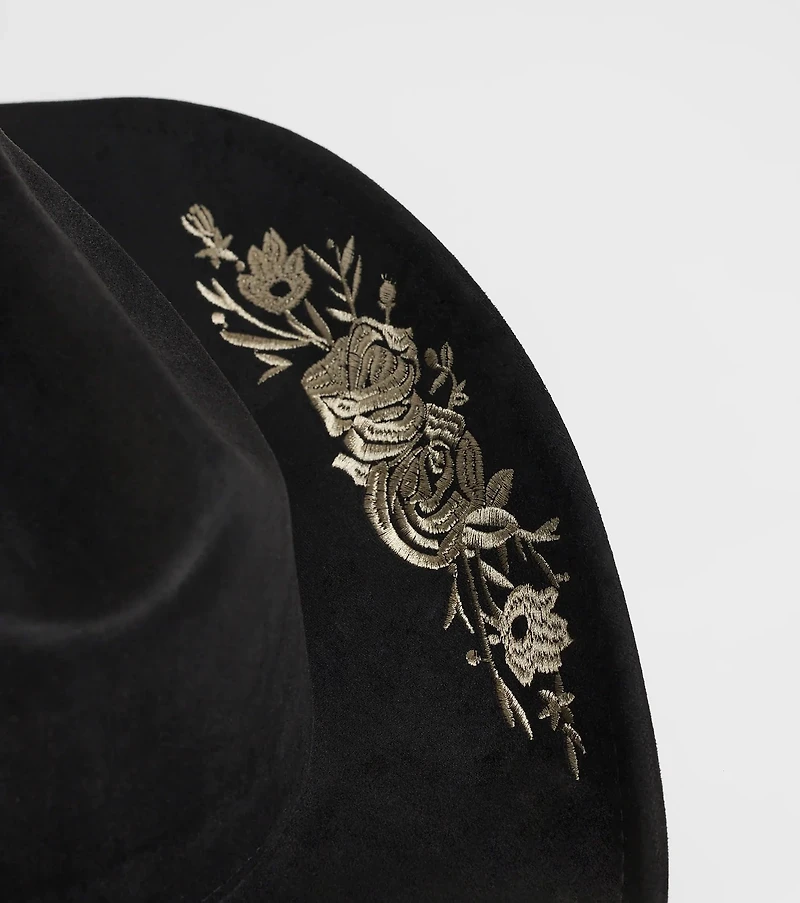 Western Blooms Embroidered Rose Cowboy Hat