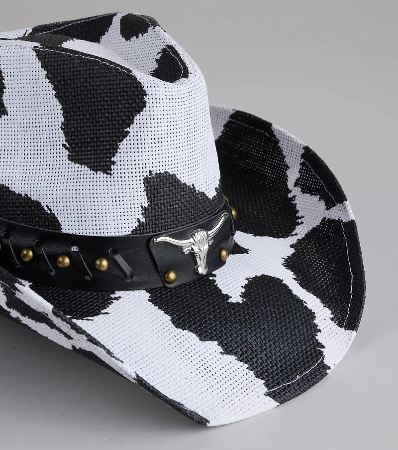 Saddle Up Cow Print Cowboy Hat
