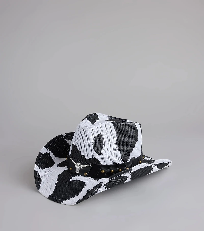 Saddle Up Cow Print Cowboy Hat