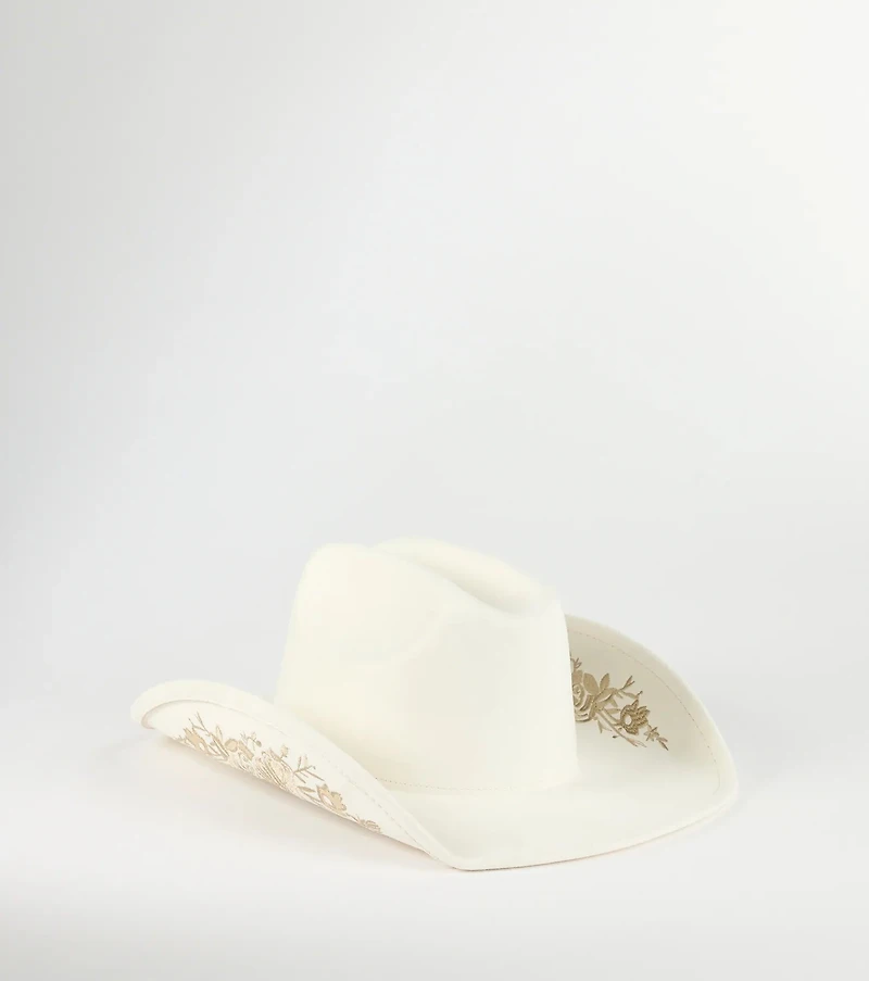 Western Blooms Embroidered Rose Cowboy Hat