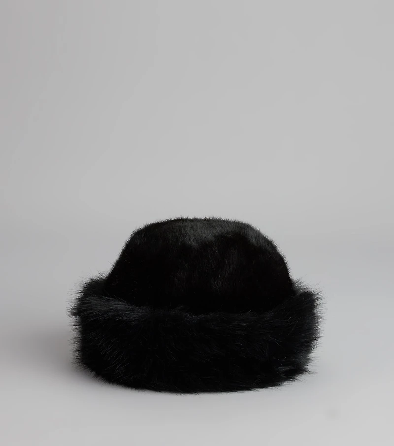Cozy Glam Faux Fur Round Bucket Hat