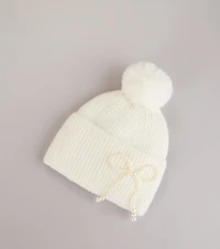 Snow Angel Pearl Bow Beanie
