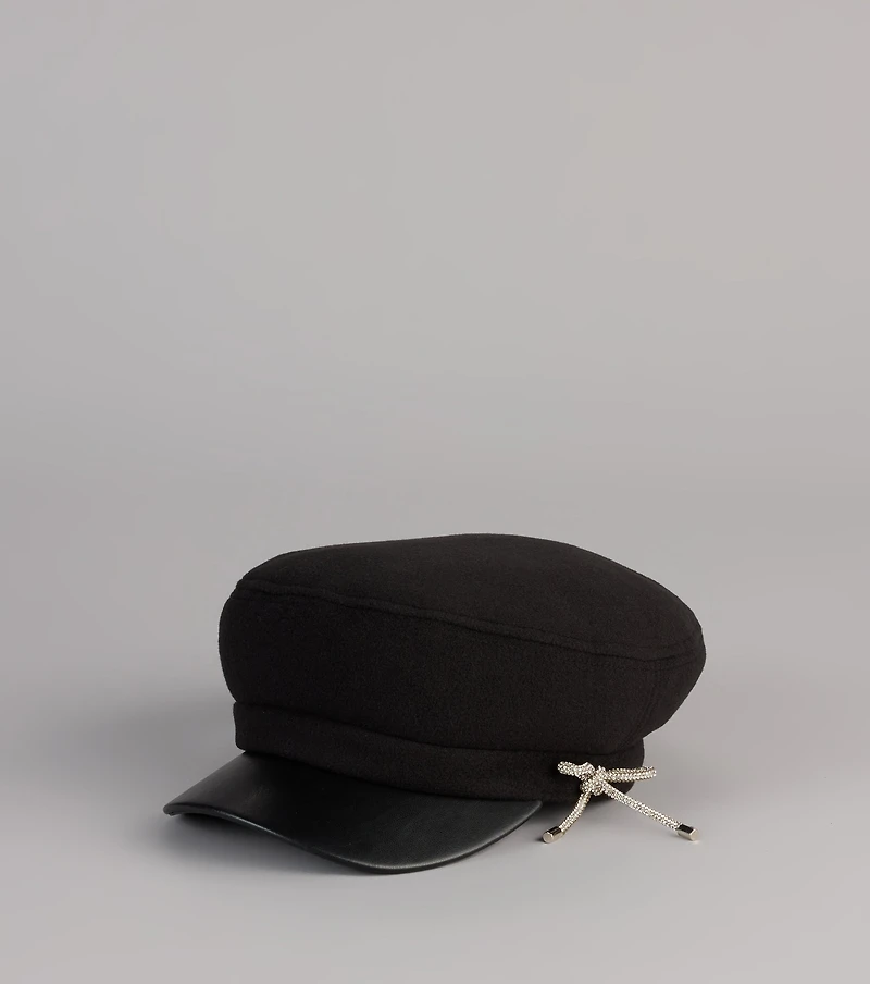 Glam The City Rhinestone Bow Cabbie Hat