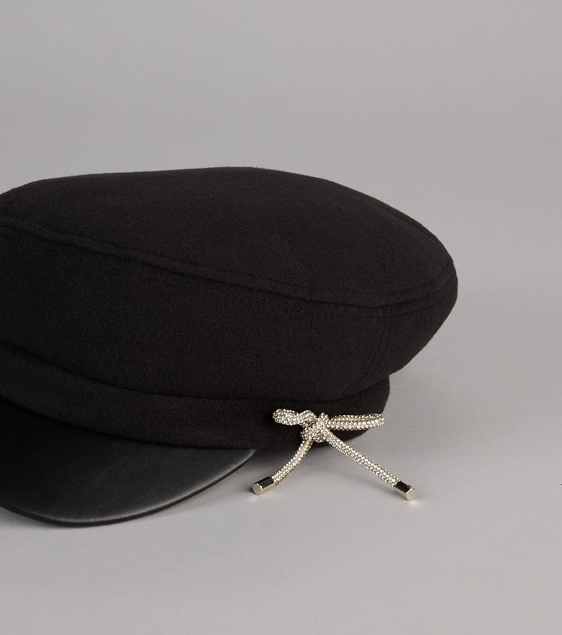 Glam The City Rhinestone Bow Cabbie Hat