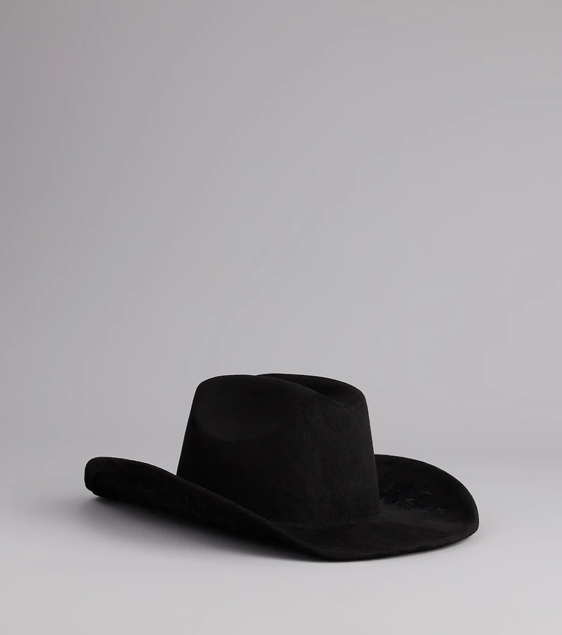 Western Blooms Embroidered Rose Cowboy Hat