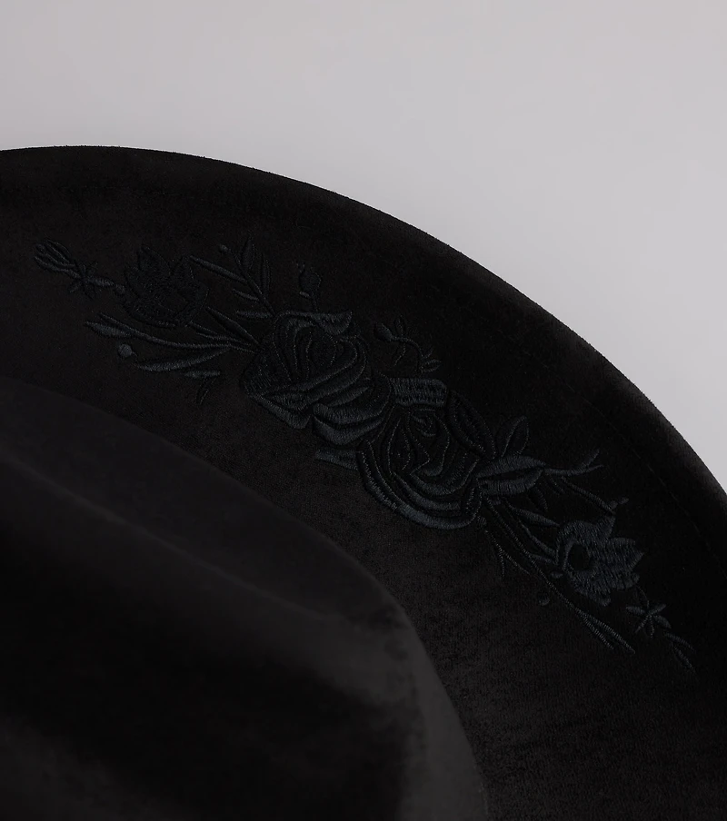 Western Blooms Embroidered Rose Cowboy Hat