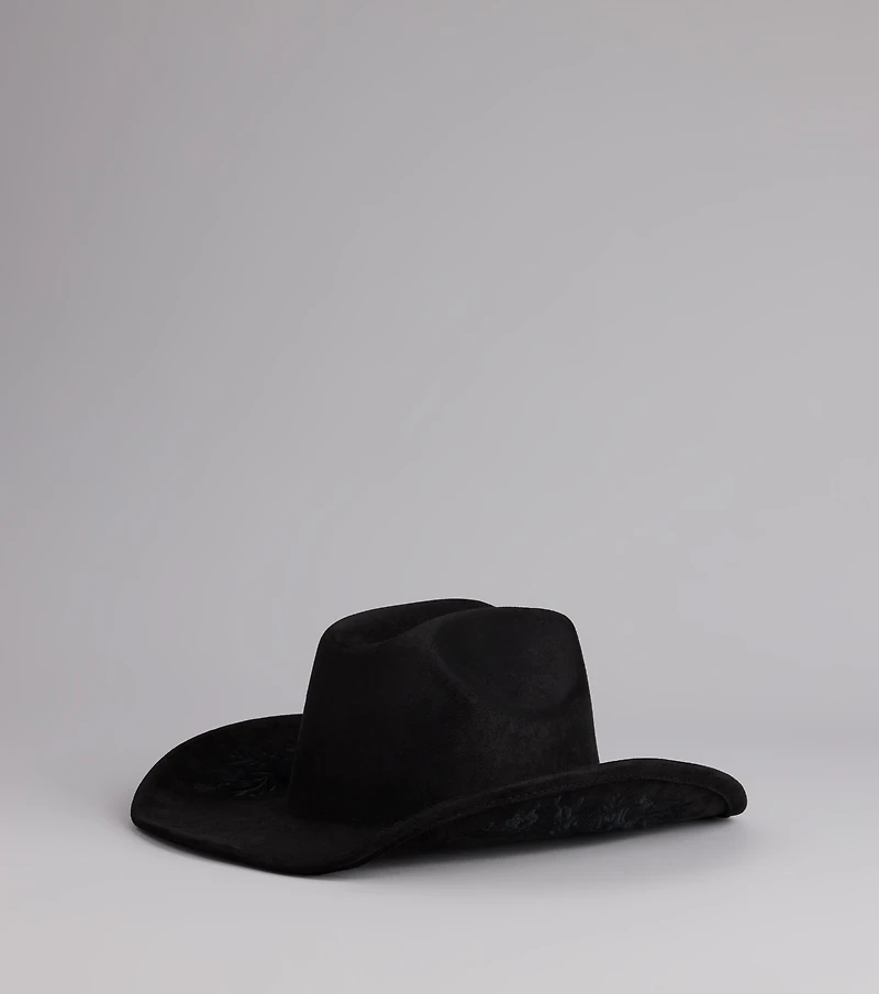 Western Blooms Embroidered Rose Cowboy Hat