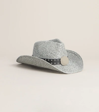 Western Glam Metallic Straw Cowboy Hat
