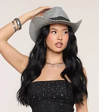 Western Glam Metallic Straw Cowboy Hat