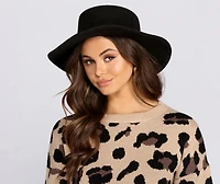 Faux Wool Belted Boater Hat