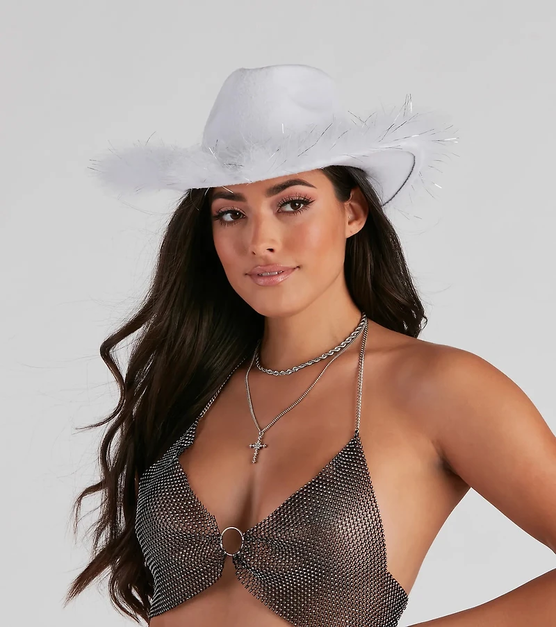Western Chick Marabou Feather Cowboy Hat